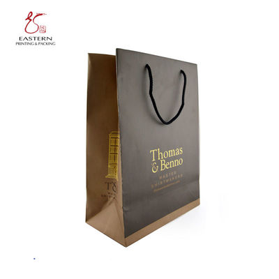 Brown Kraft 250mm Length CMYK Printed Paper Gift Bags With Handles
